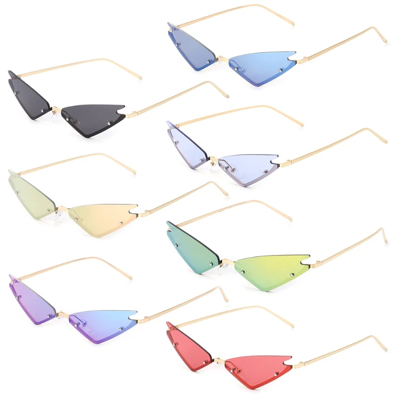 

2018 Cat Eye Sunglasses Vintage Fashion Rimless Triangle UV400 Brand Designer