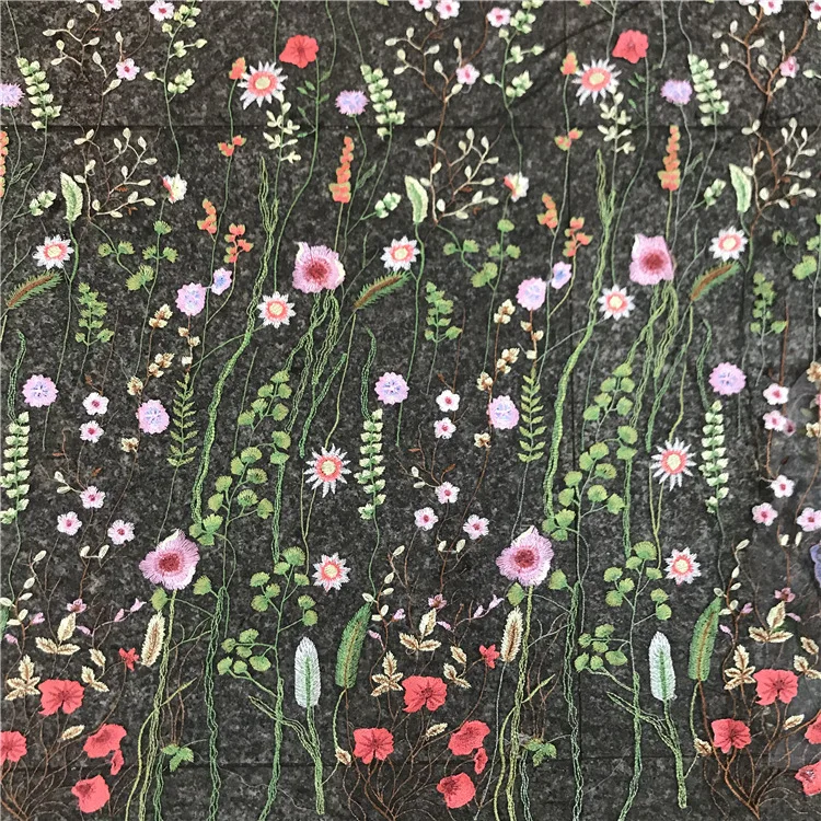 1 ярд вышитая кружевная ткань сетка 3D водная трава шифон, цветочная ткань для шитья одежды DIY аксессуары для одежды 91*130 см
