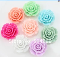 80pcs large flatback resin plished rose flower assorted cabs 28mm diy scrapbook hair bow cell phone