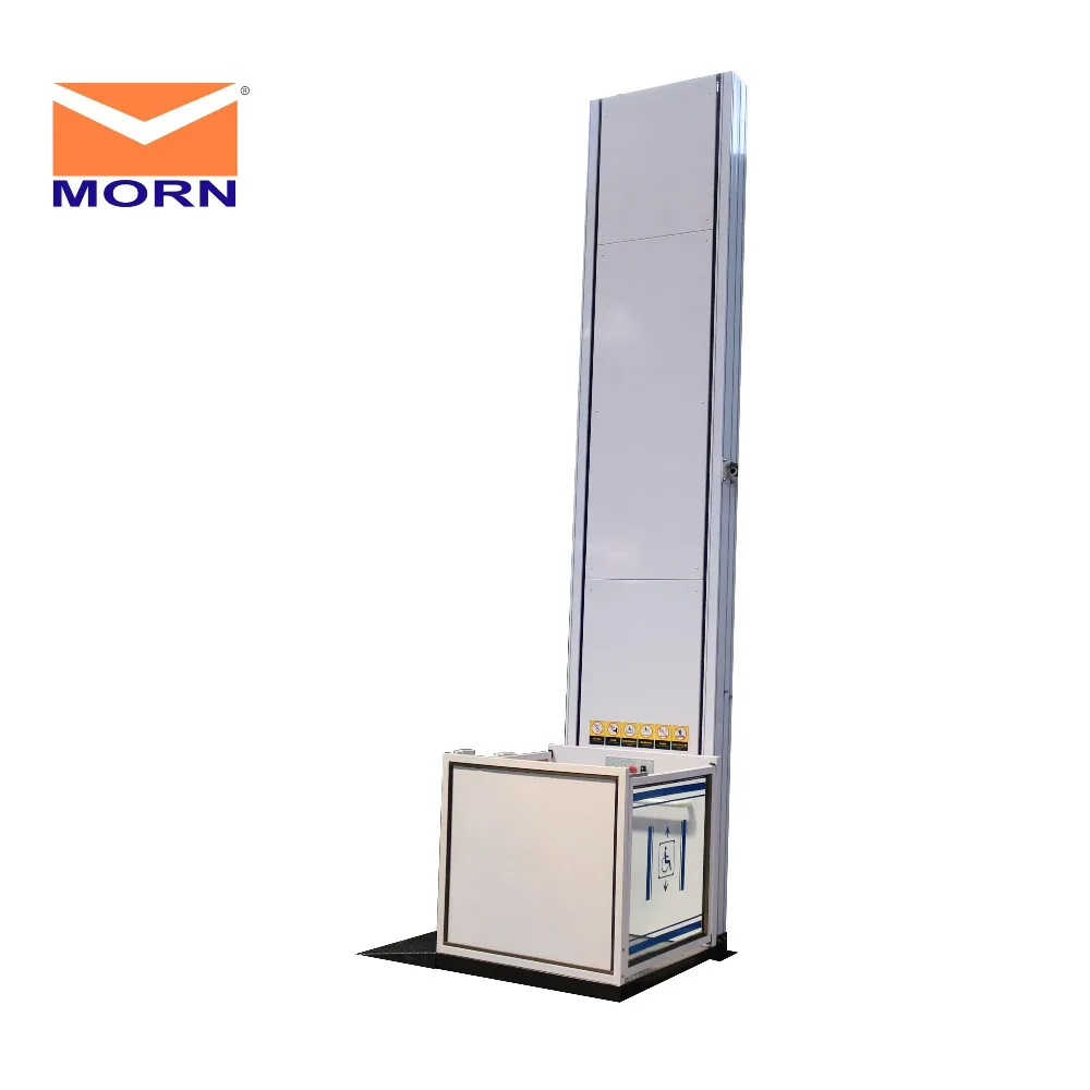Вертикальный платформенный стол для инвалидных колясок WL0.25-3.5 домашний лифт MORN с дверью на площадке производителя из Китая.