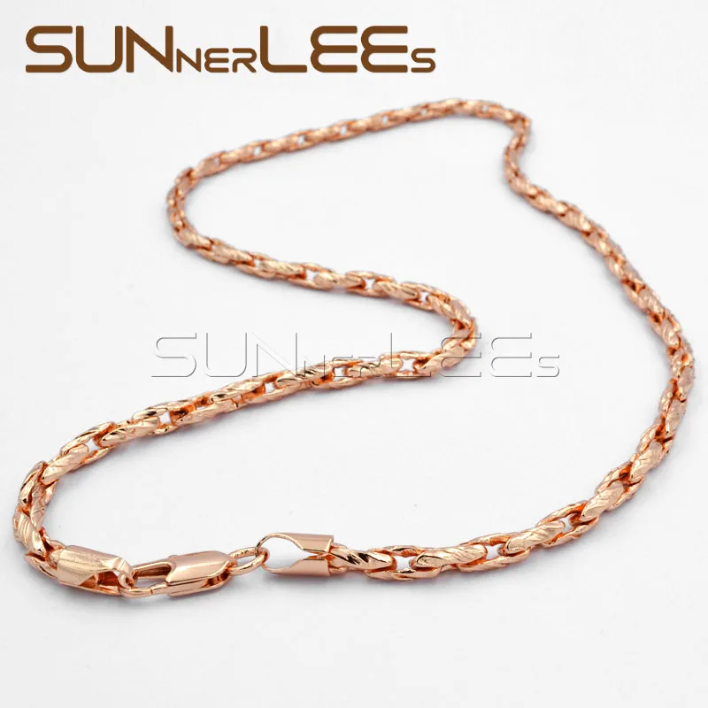 Ожерелье цвета розового золота с плетеными звеньями 5 мм|fashion necklace|necklace fashioncolorful