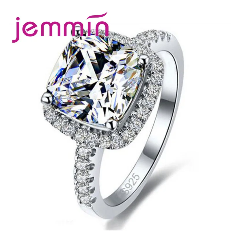 

Classic Engagement Ring for Women Valentine Present Fashion CZ Crystal 925 Silver Mid Ring Cubic Zirconia Promise Jewelry