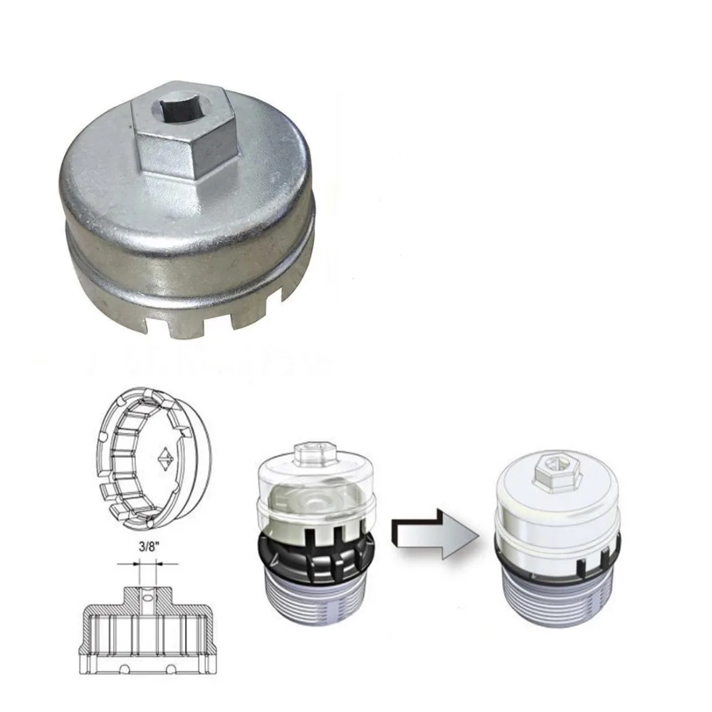 

64.5mm Oil Filter Wrench 3/8" Drive Cap Housing Tool Remover 14 Flutes Universal For Toyota 4 Cylinder Camry Corolla Prius