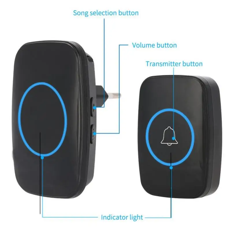 Беспроводная Музыка умный дверной колокольчик с дистанционным управлением 300 м 1