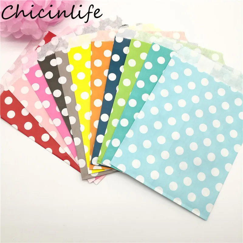 Chicinlife 25 шт./лот крафт бумажные мешки в горошек конфеты печенье попкорн еда