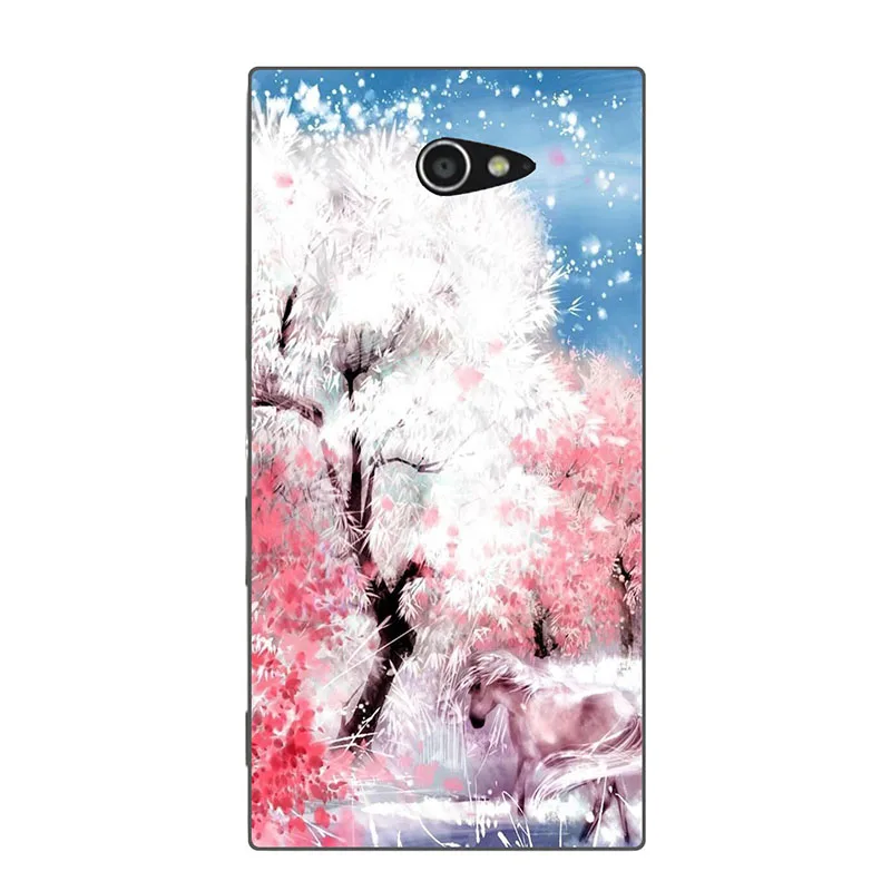 Окрашенный чехол для Sony Xperia M2 силиконовый мягкий из ТПУ S50H D2303 с изображением кота