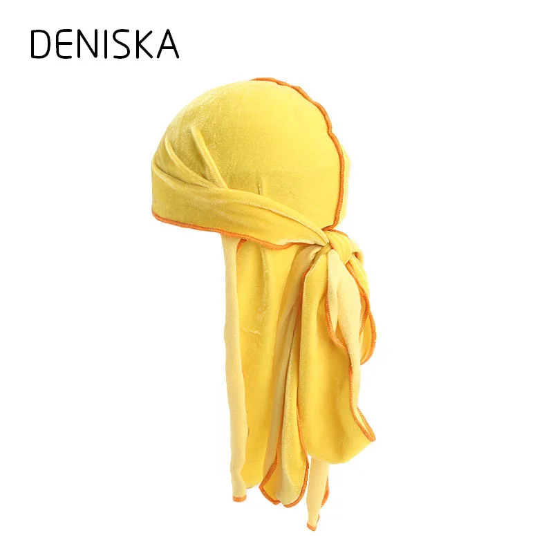 Дениска новый роскошный Для мужчин бархат Durags Бандана тюрбан шляпы парики ДУ Durag