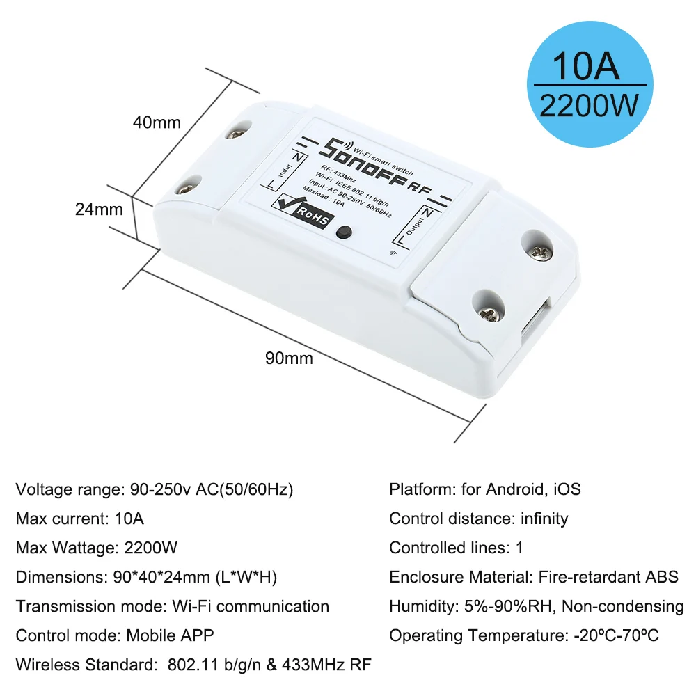 Sonoff RF WiFi смарт переключатель прерыватель 433 МГц радиоприемник интеллектуальный
