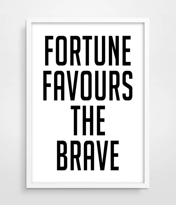 Художественный Декор на стену Fortune Favours The Brave мотивирующая Цитата типографская