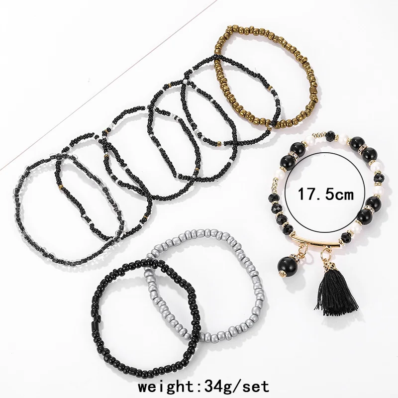 Bohemian Multi-layer Colorful Weave Round Beaded Tassel Bracelet Retro Rice Adjustable Rope Ethnic Bangles Wholesale | Украшения и