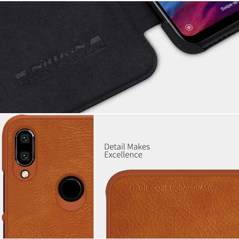 Чехол Redmi Note 7 6 3 дюймов NILLKIN винтажный Qin флип чехол бумажник из кожи ПУ и ПК задняя