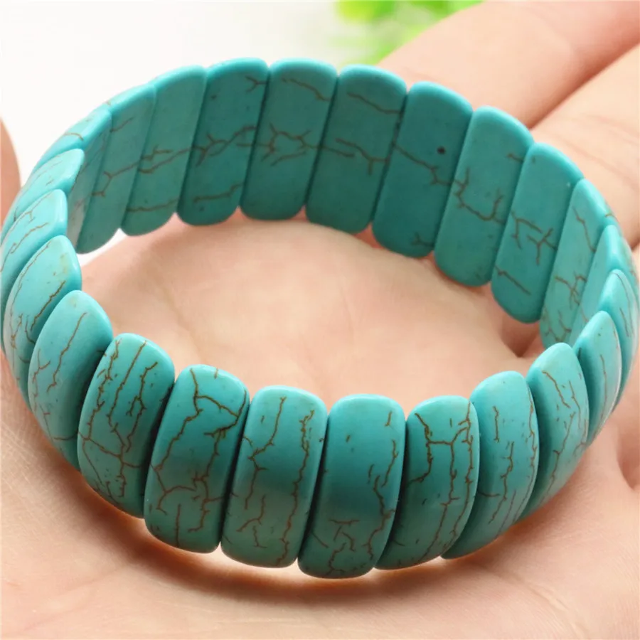 Высокое качество Синий Бирюзовый Камень Браслет Femme Charms Strand Бусы классические