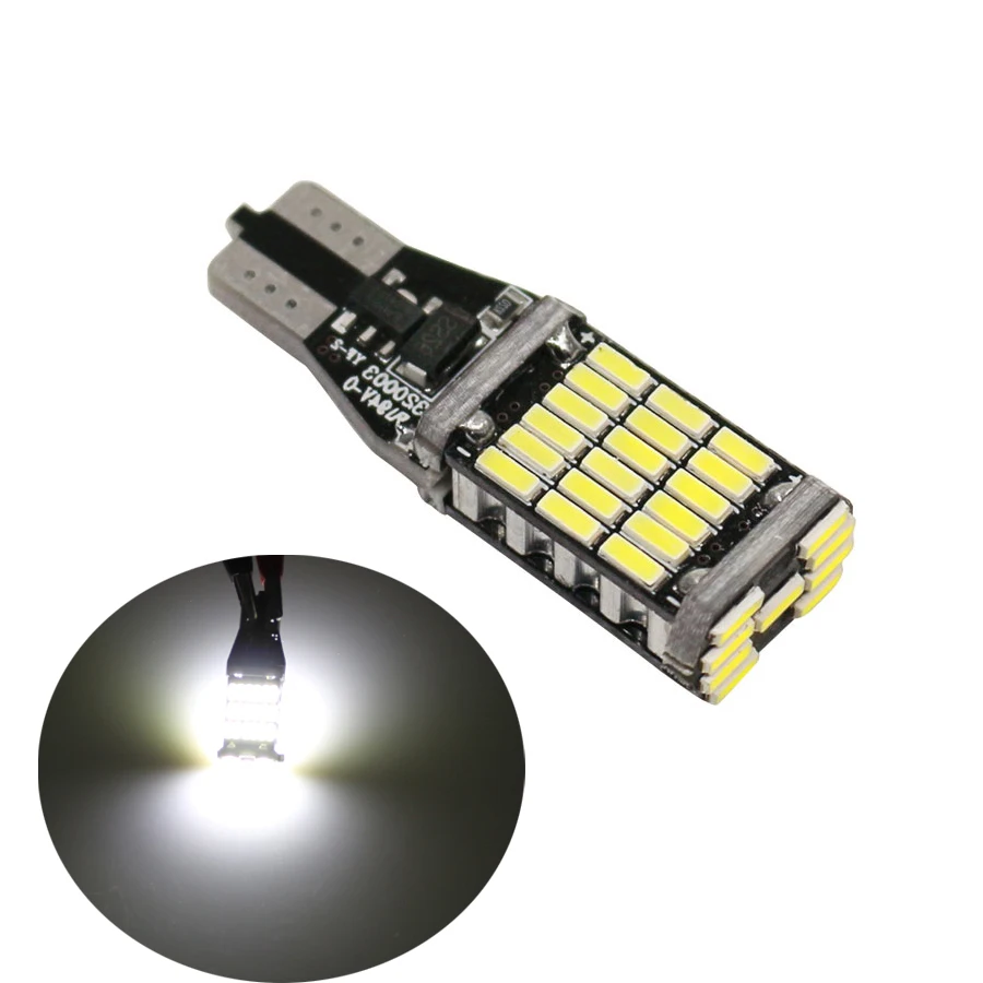 YCCPAUTO 2 шт. T15 W16W светодиодный светильник лампы 4014 45smd фары заднего хода автомобиля дополнительные тормозные лампы Белый 6500K 12V