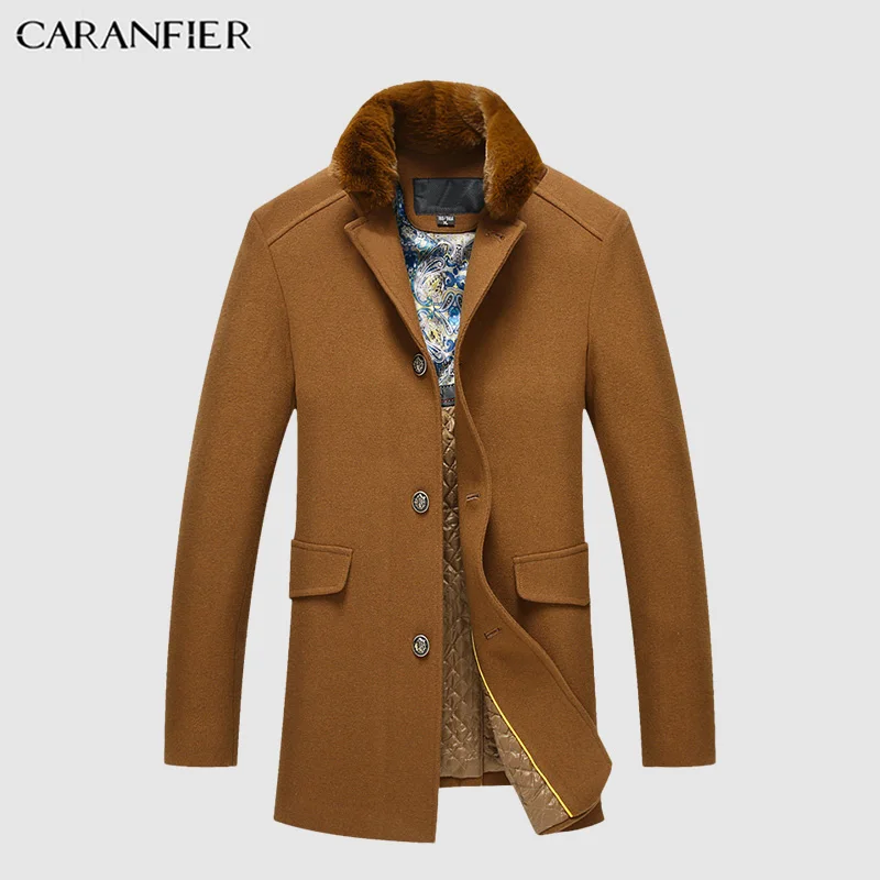 

Новая Осенняя мужская куртка CARANFIER, повседневная бархатная брендовая мужская шерстяная куртка с воротником мандарин, верхняя одежда высшег...