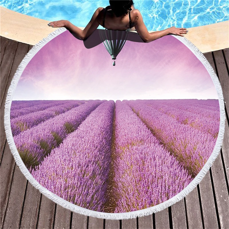 Растительные печатные большие 150 см круглое милое пляжное полотенце для взрослых