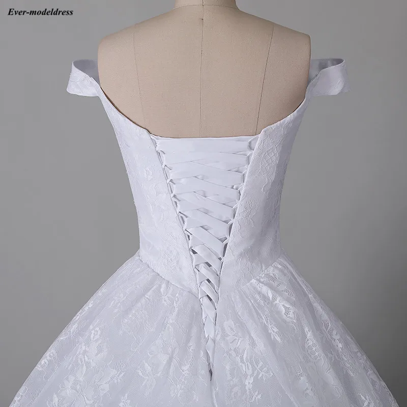 

Off Shoulder Lace Wedding Dresses Ball Gowns Lace Up Back Luxury 2019 Bridal Gowns Plus Size Bride Dress Custom Vestido De Noive