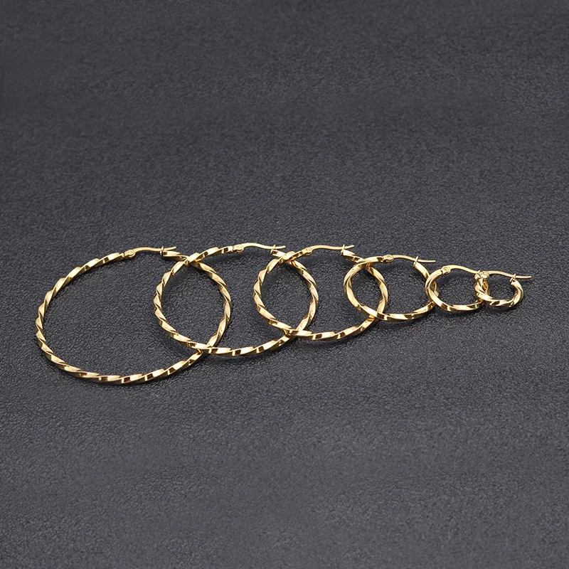 

FairLadyHood Gold Color Stainless Steel Large Hoop Earrings For Women