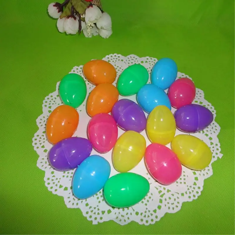

12pcs/Lot Random Color 40x60mm Easter Egg Decoration Home Kids DIY Craft Toys Gifts Empty Chocolate Box Plastic easter eggs