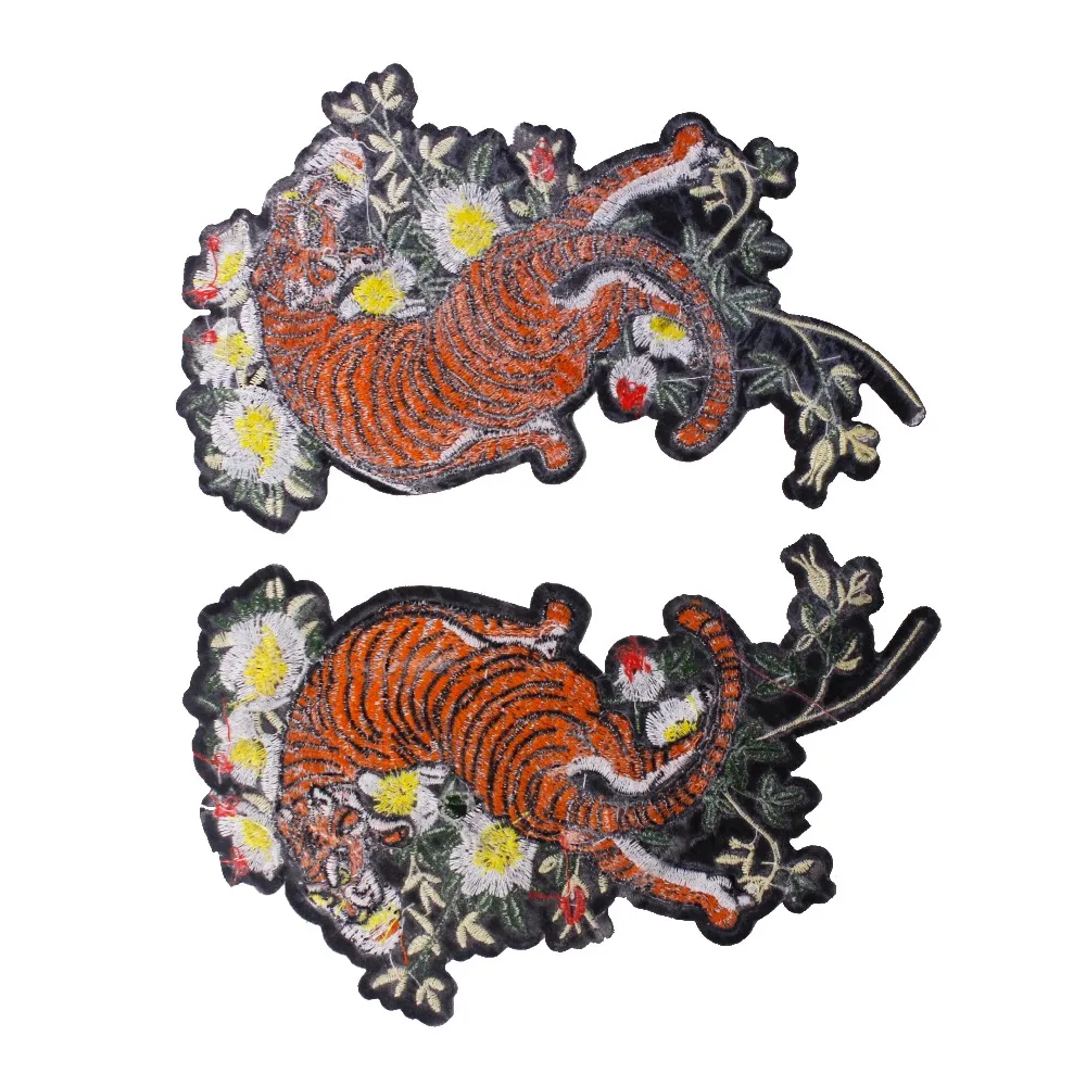 1 пара Тигр цветок приклеенные железные частички наклейки вышивка патчи Одежда
