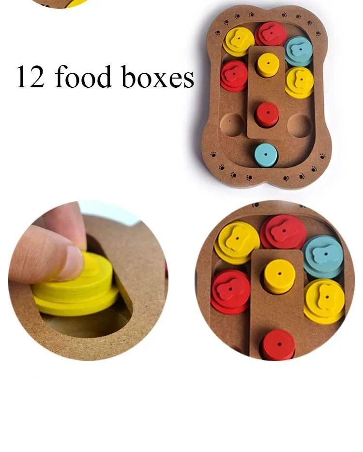 Cat Pet Training Feeder Toy Wooden Intelligence Triple Play Discs Slow Feeding Interactive Toy for Pet Cats Dog Toy Supplies