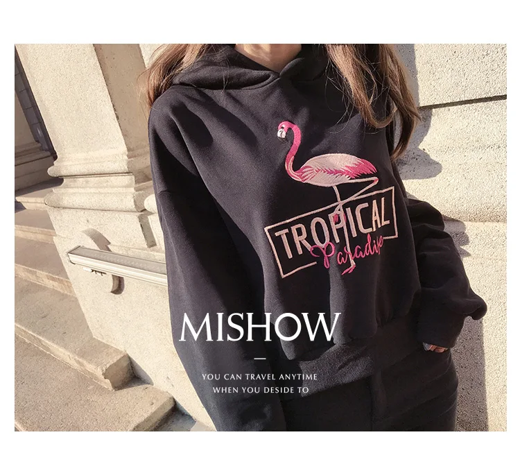 Mishow Женские толстовки женские худи с вышитой буквой и "фламинго" MX17D6233