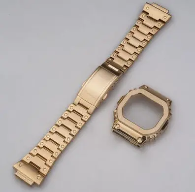 5610 gold 1 комплект Высокое качество нержавеющая сталь Часы Ободок и ремешок для GW-5000/5035/5600/5610 - Цвет: 5610 gold