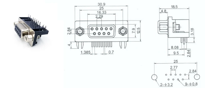 DB9 PCB разъем адаптера RS232 последовательный угол 90 кабель для передачи данных разъем Com 9pin отверстие порт Гнездо женский и мужской D Тип