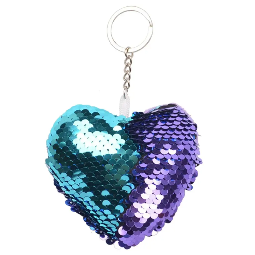 

Cute Heart Shape Dual Color Sequins Handbag Hanging Ornament Keyring Pendant New