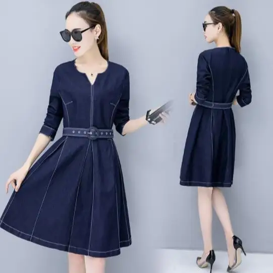 Платье женское длинное с треугольным вырезом и поясом 2019|Женские платья| |