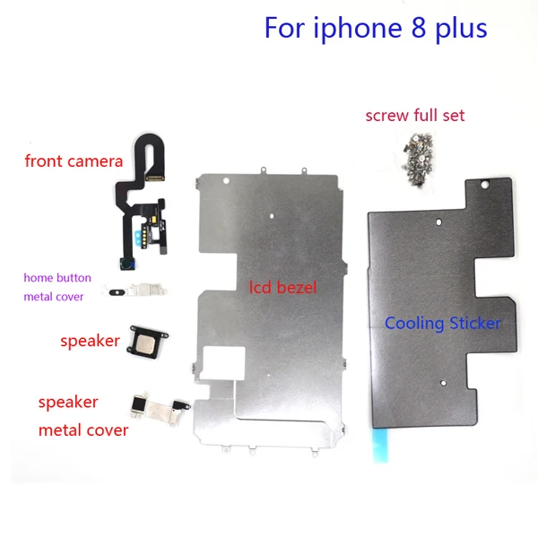Полный комплект для Iphone 8 7 6 6s plus ЖК-металлический ободок+ оригинальная фронтальная камера+ динамик+ кнопка домой гибкий кабель+ винт+ кронштейн - Цвет: For iphone 8 plus