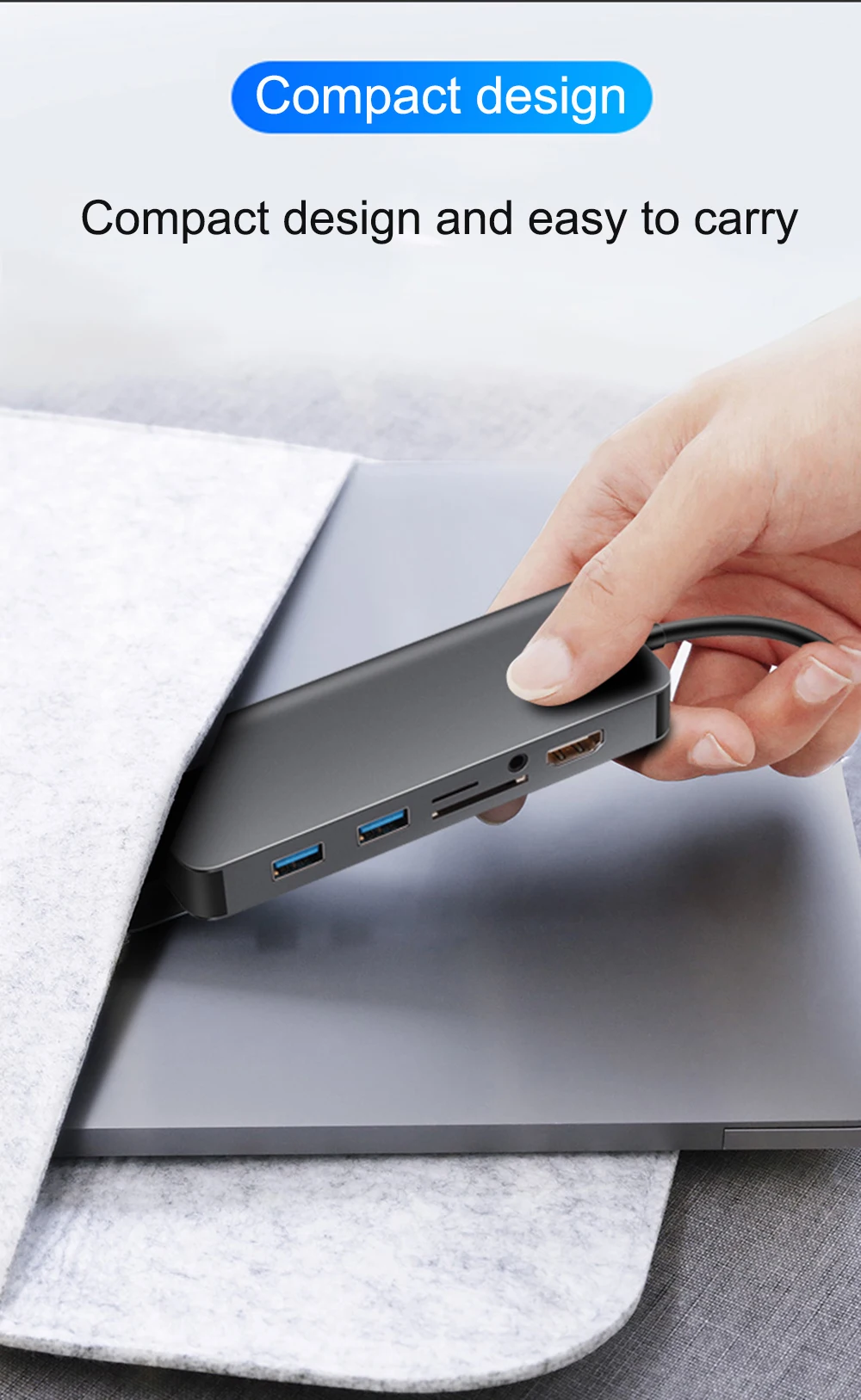 8 в 1 type C концентратор USB-C-HDMI RJ45 Gigabit 3,5 мм аудио SD TF кардридер USB3.0 PD зарядный USB-C Кабель-адаптер для ноутбука Mac