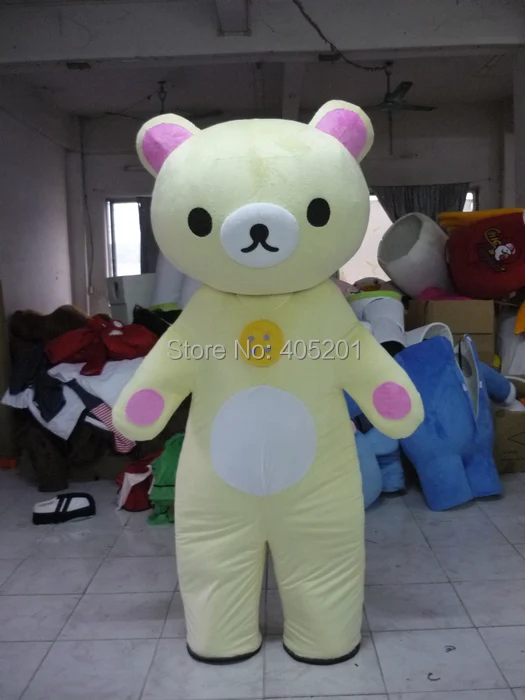 Светло-желтые маленькие головы костюмы талисмана Rilakkuma | Тематическая одежда и