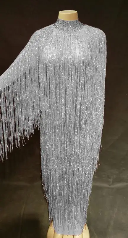 Dress 6 8 цветов, женское сексуальное сценическое Сетчатое трикотажное платье с блестящими кисточками, вечерние танцевальные костюмы для ночного клуба - Цвет: Dress 6