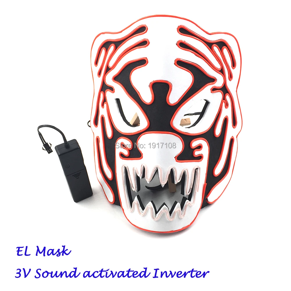 Маска голова тигра из ЭВА высокого качества неоновая светящаяся маска EL