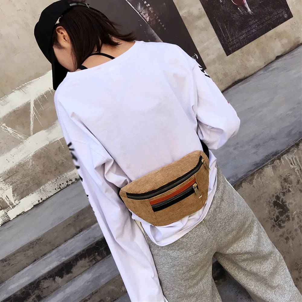 Сумка на пояс женская Вельветовая молнии для отдыха 2019|Поясные сумки| |