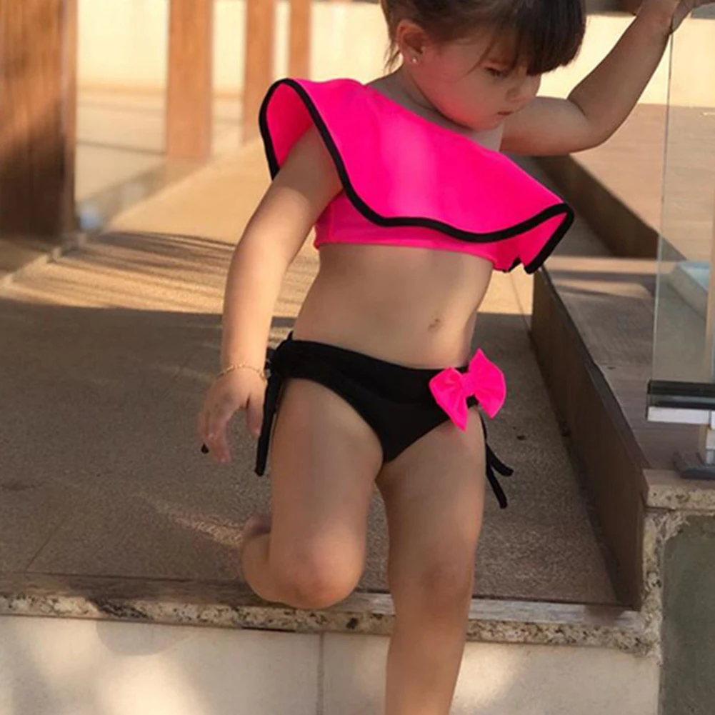 2 шт. детский купальник на одно плечо с оборками | Мать и ребенок