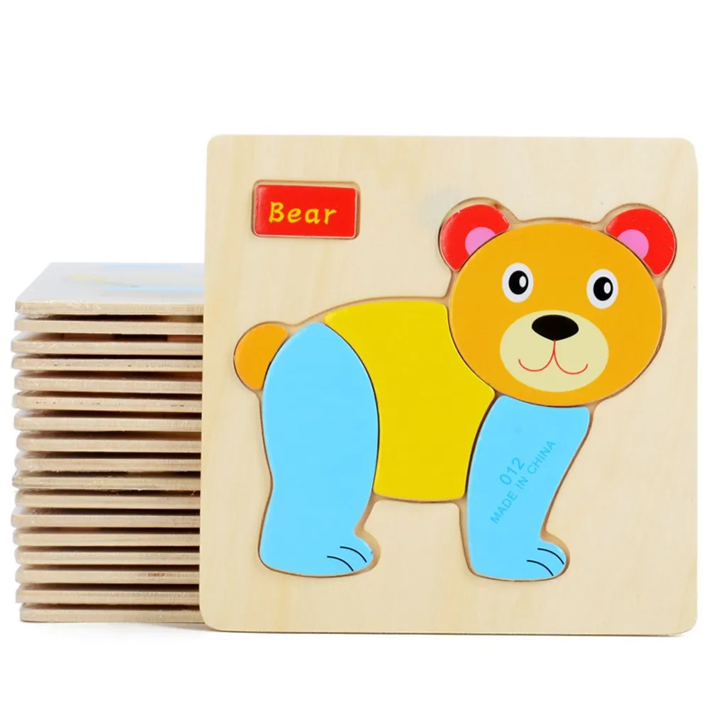 3D деревянные головоломки игрушки для детей из дерева 3d мультфильм животных