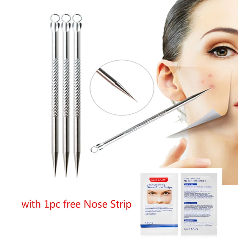 3pc Needles A 5 шт., вакуумное средство для удаления угрей, прыщей, угрей, инструмент для удаления угрей, ложка, иглы для лица, очиститель пор для лица - Цвет: 3pc Needles A