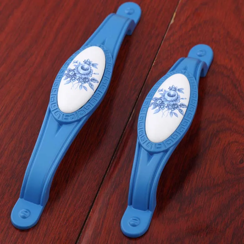 128 мм модный синий комод ручка двери белый и фарфоровый кухонный ящик выдвижная 96