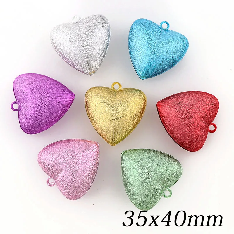 35x40mm Металлический сердце 10 шт. Красочные Jingle Bells Loose бусы фестиваль вечерние украшения/елочные украшения/DIY ремесла аксессуары - Цвет: 35x40mm
