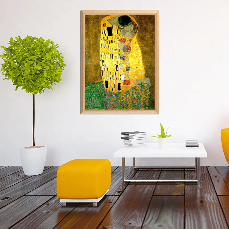 World Famous Painting &quotThe kiss&quot 5D DIY Diamond Square Embroidery Rhinestones Mosaic Picture | Дом и сад