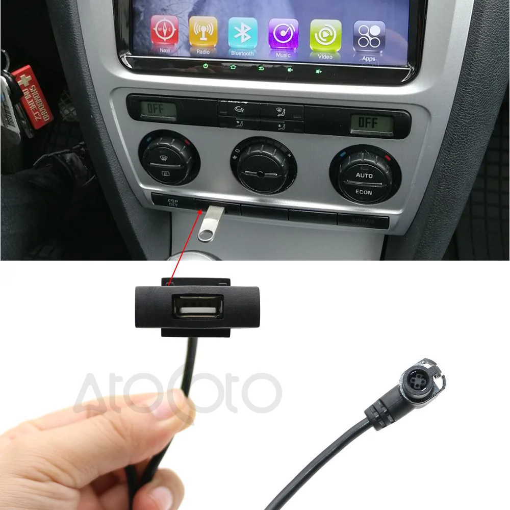 RCD510 RNS315 CD переключатель USB Интерфейс Кабель адаптер для Skoda Octavia кнопки разъема