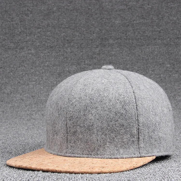 light gray Одежда высшего качества зимние Плоские поля хип хоп шапки молодежи Скейтборд Шапки Шерсть пробки пик шерстяная бейсболка для мужчин фетр snapback hat - Цвет: light gray