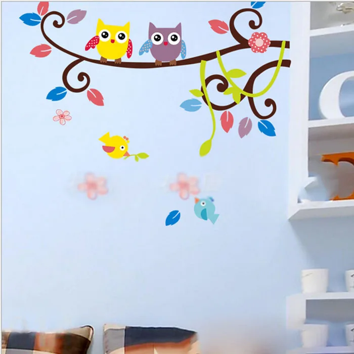 Cartoon Owl&ampBird TreeBranch Nursery Kindergarten Decor Wall Sticker Decal Paster | Дом и сад