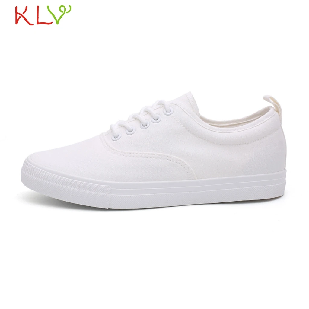 White Canvas Shoes Новое поступление года; высококачественные мужские туфли на плоской подошве; Дышащие Модные мужские повседневные парусиновые белые туфли; zapatos hombre; мужские туфли на плоской подошве; 18Dec4 - Цвет: White Canvas Shoes