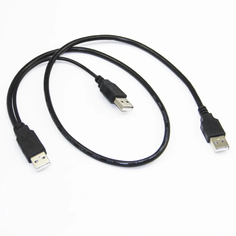 Bochara 2 в 1 двойной USB 0 Тип A штекер типа + источник питания Y кабель фольга Плетеный