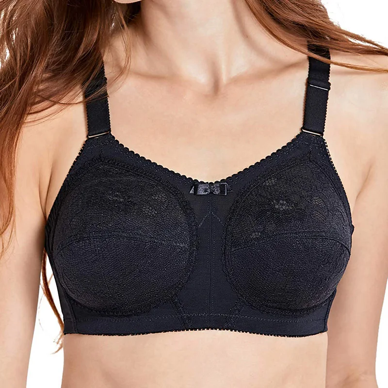 34-44 B C D DD E Women Wireless Full Coverage Wire Free Comfort Unlined Lace Sheer Ultra thin Plus Size Minimizer Bra | Женская одежда