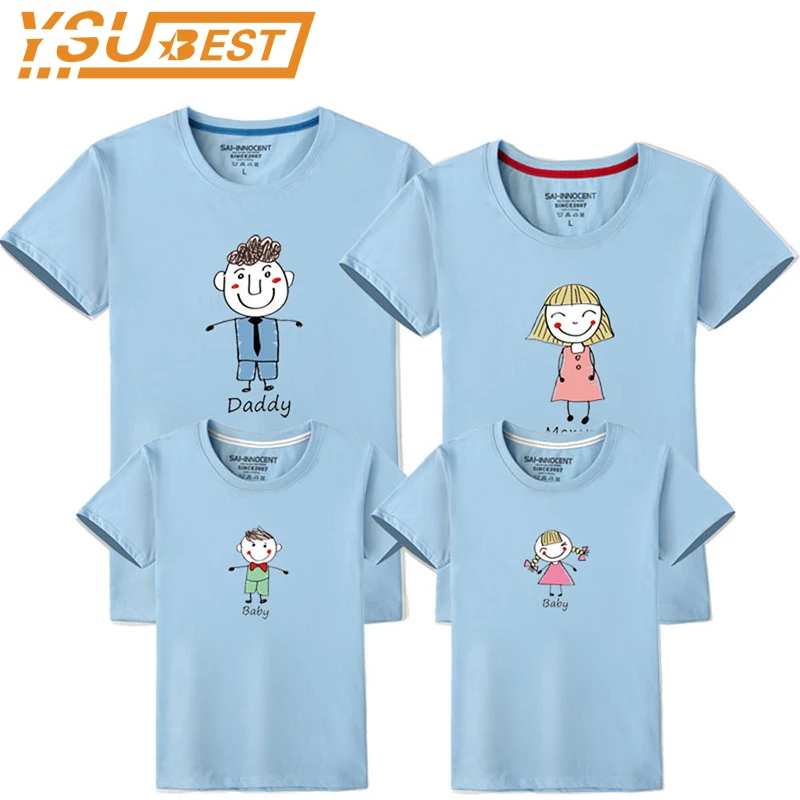 Новинка 2018 года Семейные комплекты футболка с принтом для папы мамы дочки и