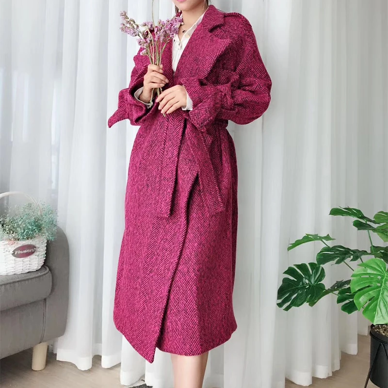 Женское пальто manteau femme hiver, длинное шерстяное пальто, толстая верхняя одежда, Корейская шерсть, женские пальто, зима, шерстяная куртка