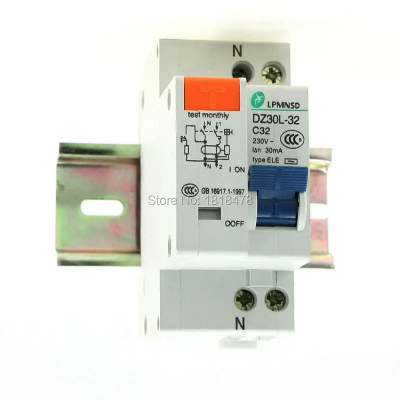 DZ30L 32 32A 1 P + N AC 230V Poles Защита от перегрузки ELCB прерыватель цепи при утечке на